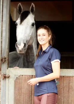 Ariat Bandera 1/4 Zip Polo Shirt - Navy -Equisstride Style Shop ariat bandera navy 3rdy