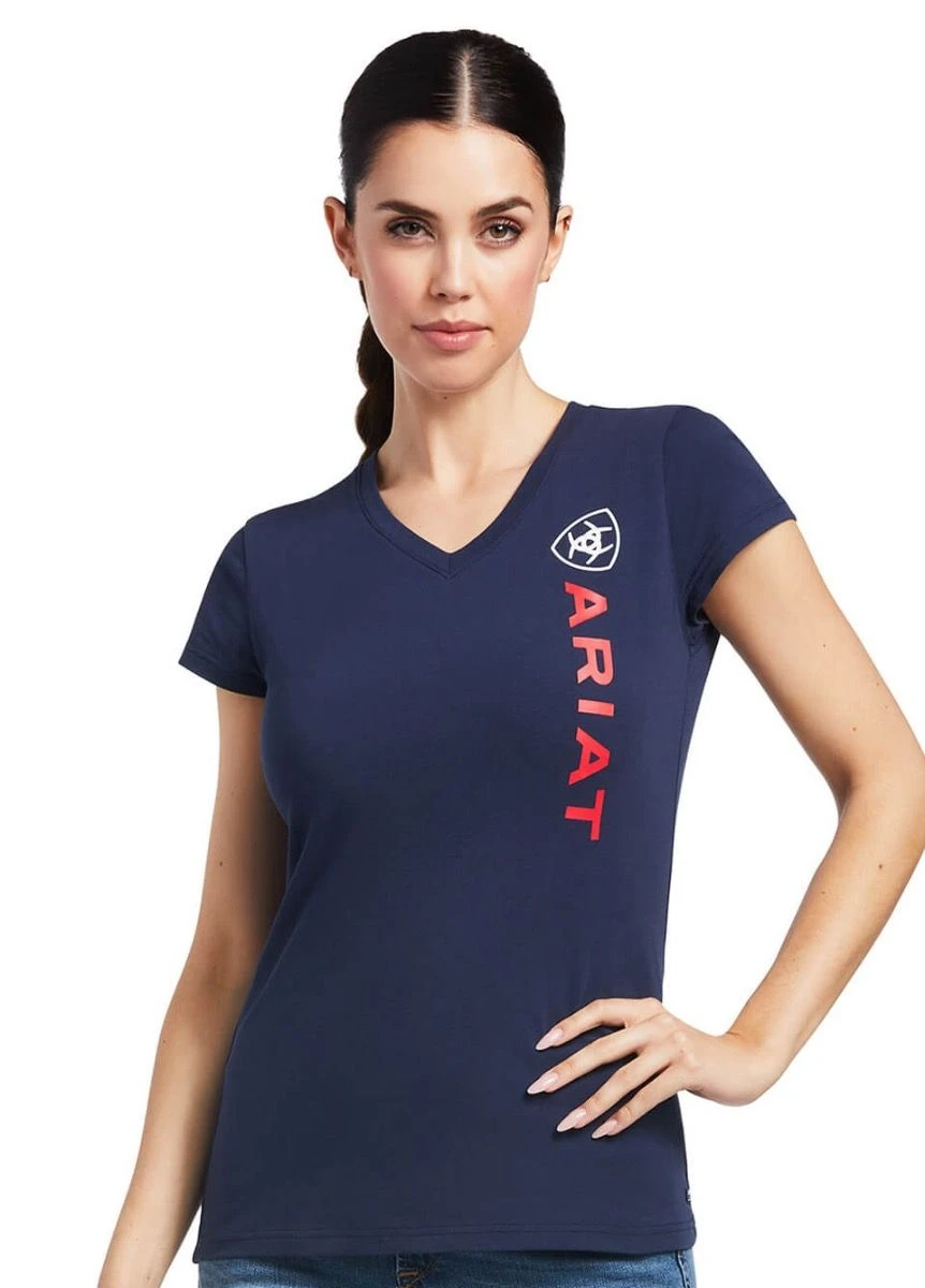 Ariat Vertical Logo T-Shirt - Navy 1 Ariat Vertical Logo T-Shirt - Navy