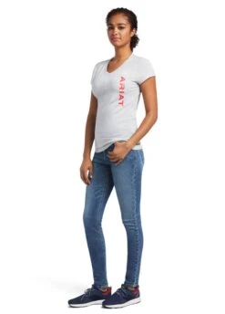 Ariat Vertical Logo T-Shirt - Heather Grey -Equisstride Style Shop ariat vertical logo heather 3rdy