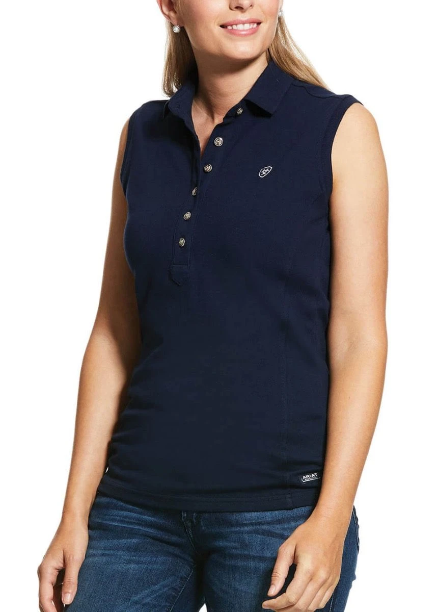 Ariat Prix 2.0 Sleeveless Polo - Navy 1 Ariat Prix 2.0 Sleeveless Polo - Navy