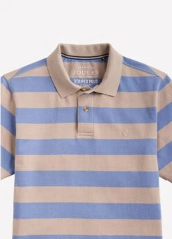 Joules Mens Filbert Classic Fit Polo - Blue Taupe Stripe -Equisstride Style Shop blues5
