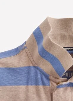Joules Mens Filbert Classic Fit Polo - Blue Taupe Stripe -Equisstride Style Shop blues6