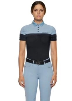 Cavalleria Toscana Perforated Polo Shirt - Navy/Sky Blue -Equisstride Style Shop cavalleria toscana perforated polo navy sky 3rdy