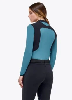 Cavalleria Toscana Lightweight Performance Piqué Polo - Sea Blue -Equisstride Style Shop ct lw pique polo blue 3rdy