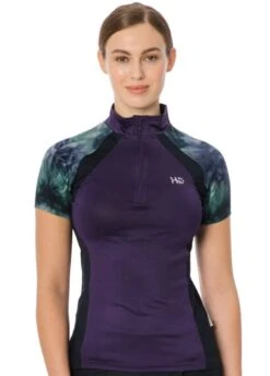 Horseware Aveen Technical Short Sleeve Top - Green/Navy Tie Dye