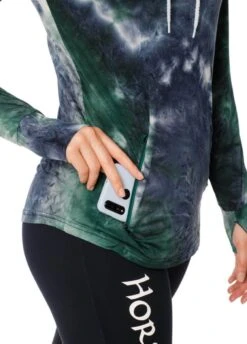 Horseware Technical Hooded Top - Green/Navy Tie Dye -Equisstride Style Shop hwhoodietiedye4rdy