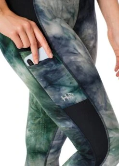 Horseware Silicon Riding Tights - Green/Navy Tie Dye -Equisstride Style Shop hwsilicontyedye2rdy