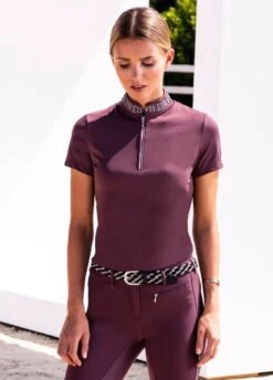 Pikeur Birby Polo Shirt - Light Aubergine 5 Pikeur Birby Polo Shirt - Light Aubergine -Equisstride Style Shop pikeurbirdyltaubergine3rdy