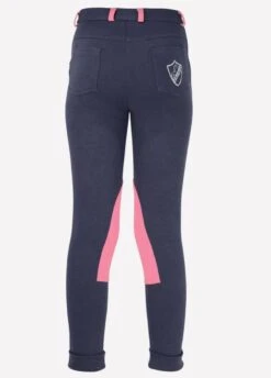 Belton Junior HyPERFORMANCE Jodhpurs - Navy/Salmon -Equisstride Style Shop salmon3