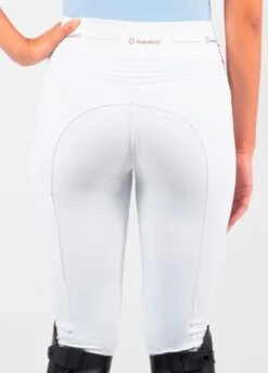 Samshield Alpha Knee Grip Breeches - White/Rose Gold -Equisstride Style Shop samshield alpha kg white rose 3rdy